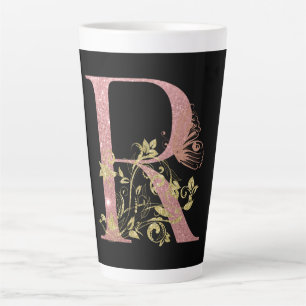 Extravagant rosa Glitzer Letter R Latte Tasse