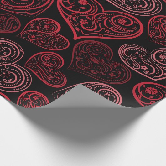 Extravagant rosa Herzchen Valentine Geschenkpapier (Ecke)