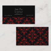 Extravagant Rot und Schwarzer Damast Visitenkarte (Vorne/Hinten)
