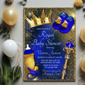 Extravagant Royal Blue Prince Baby Dusche Einladung