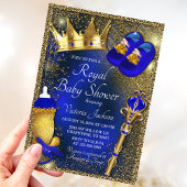 Extravagant Royal Blue Prince Baby Dusche Einladung