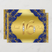 Extravagant Royal Blue Sweet 16 Geburtstagsparty Einladung (Vorne/Hinten)