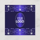 Extravagant Royal Blue Verziert Ornamente mit Logo Quadratische Visitenkarte (Vorderseite)