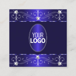 Extravagant Royal Blue Verziert Ornamente mit Logo Quadratische Visitenkarte