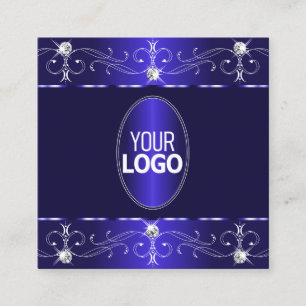 Extravagant Royal Blue Verziert Ornamente mit Logo Quadratische Visitenkarte