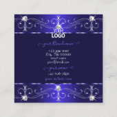 Extravagant Royal Blue Verziert Ornamente mit Logo Quadratische Visitenkarte (Rückseite)