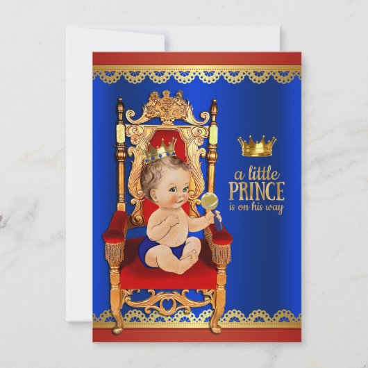 Extravagant Royal Prince Baby Dusche Einladung (Vorderseite)