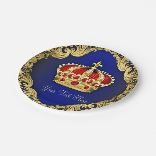 Extravagant Royal Prince Baby Dusche Pappteller (Schrägansicht)