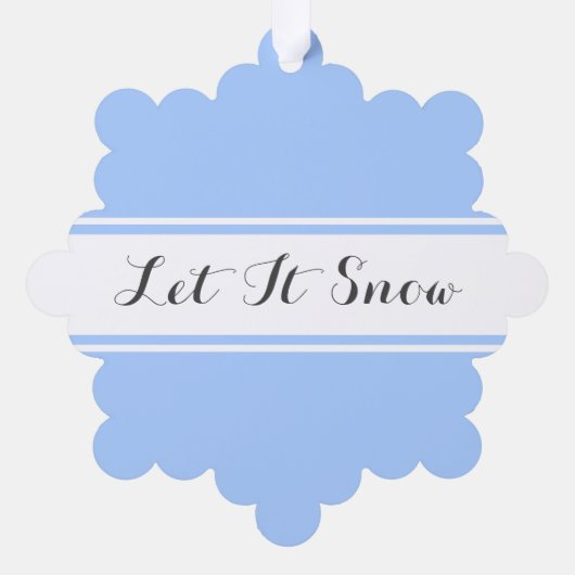 Extravagant Schwarz "Let it Snow" Hellblaue, weiße Ornament Karte (Rückseite)