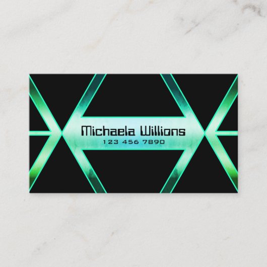 Extravagant Schwarz Schimmergrün Aquamarines Gemus Visitenkarte (Vorderseite)