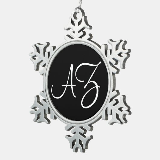 Extravagant Schwarz/Weiß Schneeflocken Zinn-Ornament (Rechts)