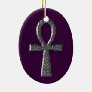 Extravagant Silver Ankh Keramik Ornament