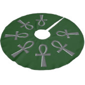 Extravagant Silver Ankh Polyester Weihnachtsbaumdecke (Schrägansicht)