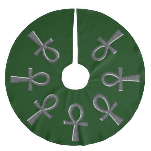 Extravagant Silver Ankh Polyester Weihnachtsbaumdecke (Vorderseite)