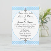 Extravagant Sky Blue Polka Dots Hochzeit Einladung (Stehend Vorderseite)