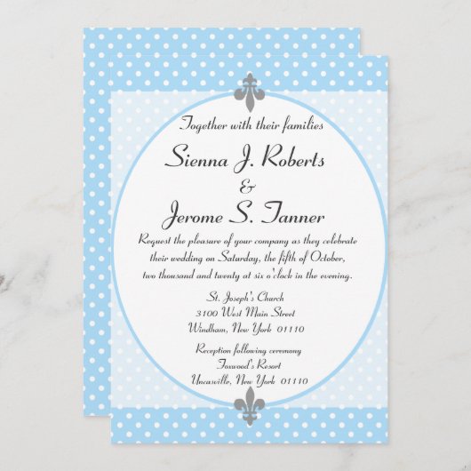 Extravagant Sky Blue Polka Dots Hochzeit Einladung (Vorne/Hinten)