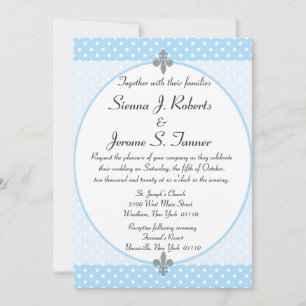Extravagant Sky Blue Polka Dots Hochzeit Einladung