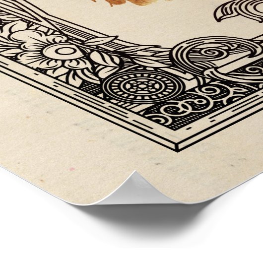 Extravagant Steampunk Cat Portrait Poster (Ecke)