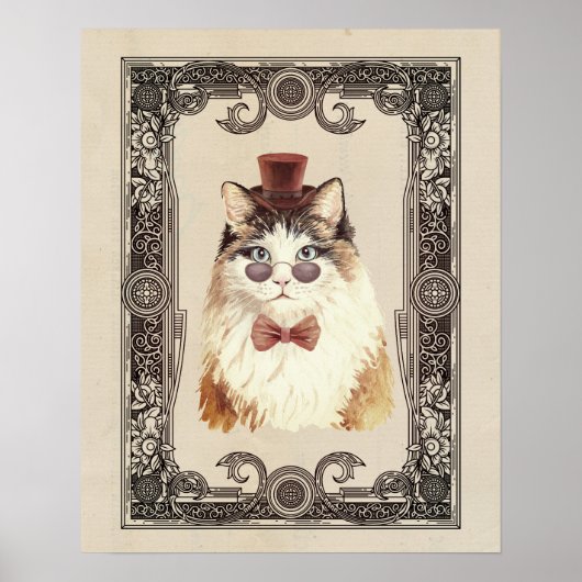 Extravagant Steampunk Cat Portrait Poster (Vorne)