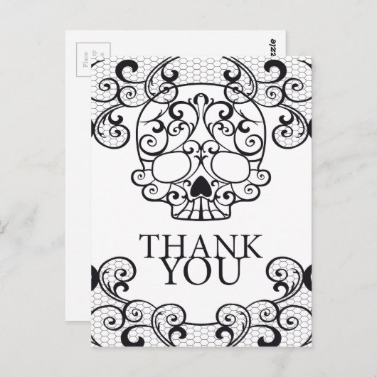 Extravagant Sugar Skull Vielen Dank Postkarten (Vorne/Hinten)