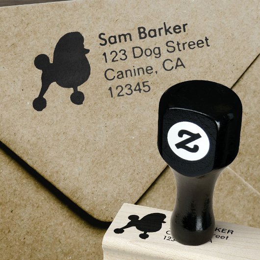 Extravagant Toy Poodle Dog Silhouette Rücksendeadr Gummistempel