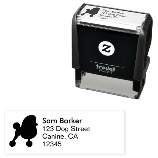 Extravagant Toy Poodle Silhouette Rücksendeadresse Permastempel (Beispiel)