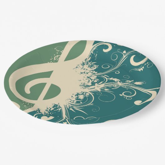 Extravagant Treble Clef Pappteller (Schrägansicht)