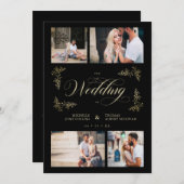 Extravagant Trendy 4 Fotos Collage Wedding Einladu (Vorne/Hinten)