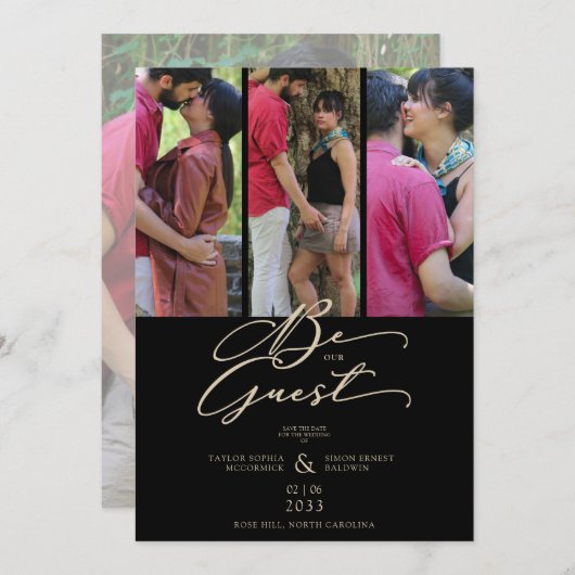 Extravagant Trendy Modern 4 Wedding Collage Fotos Save The Date (Vorne/Hinten)