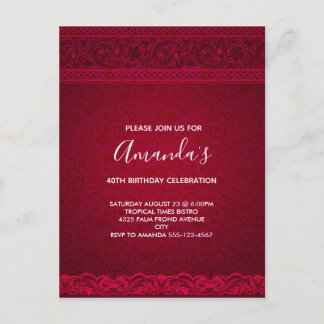 Extravagant und elegant roter Hintergrund Stilvoll Einladungspostkarte