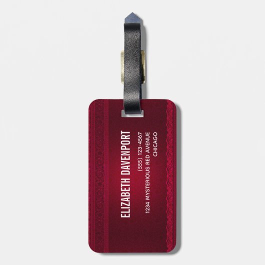 Extravagant und elegant roter Hintergrund Stilvoll Gepäckanhänger (Rückseite vertikal)