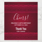 Extravagant und elegant roter Hintergrund Stilvoll Weinetikett (Einzelnes Label)