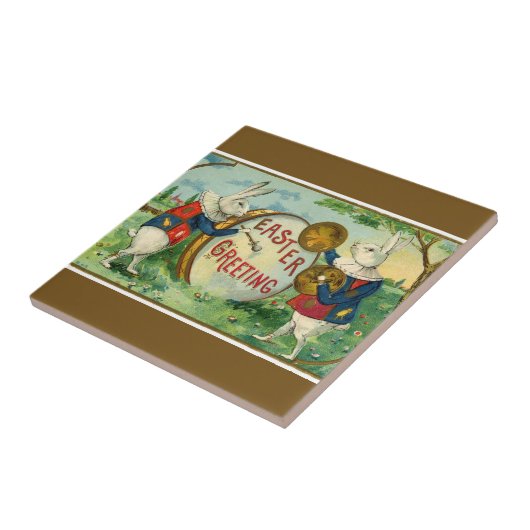 Extravagant White Oaster Bunnies Dark Brown Fliese (Seite)