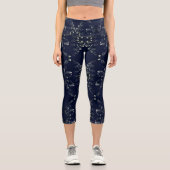 Extravagante 3D-Goth-Recoleta-Herzen DrkBlue Capri Leggings (Vorderseite)