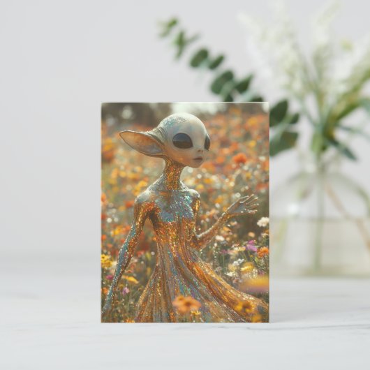 Extravagante Alien Postkarte (Stehend Vorderseite)