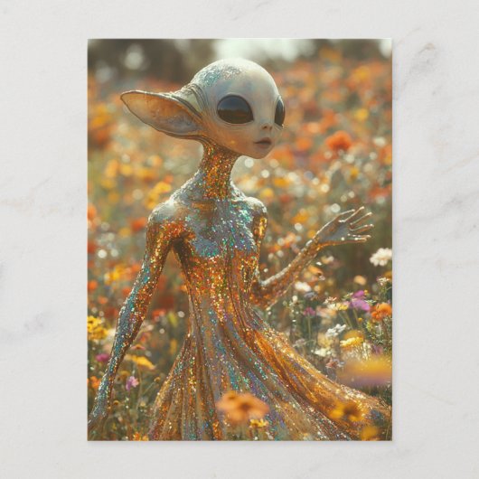 Extravagante Alien Postkarte (Vorderseite)