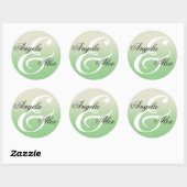 Extravagante Ampersand Sage Green Ombre Hochzeit Runder Aufkleber (Blatt)