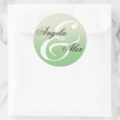 Extravagante Ampersand Sage Green Ombre Hochzeit Runder Aufkleber (Tasche)