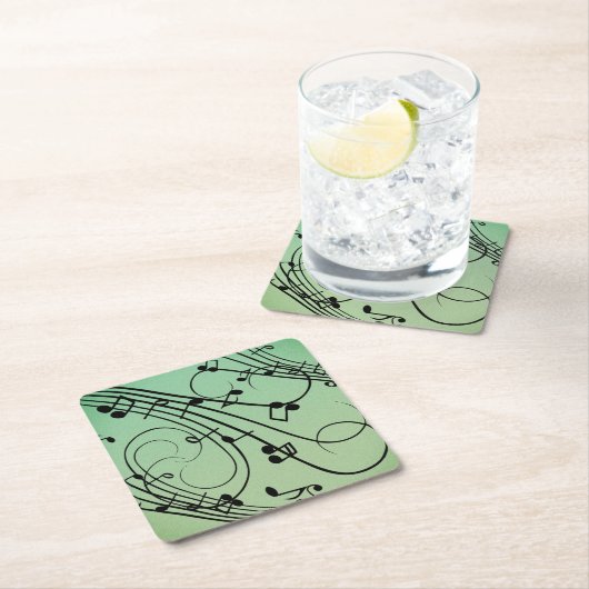Extravagante Anmerkungs-grüner Musik-Entwurf Rechteckiger Pappuntersetzer (Vor Ort)