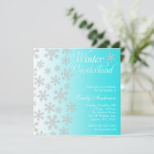 Extravagante Aquamarine Schneeflocken Winter Onede Einladung (Stehend Vorderseite)