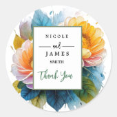 Extravagante Aquarellblume Runder Aufkleber (Vorderseite)