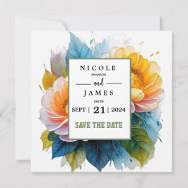 Extravagante Aquarellblume Save The Date