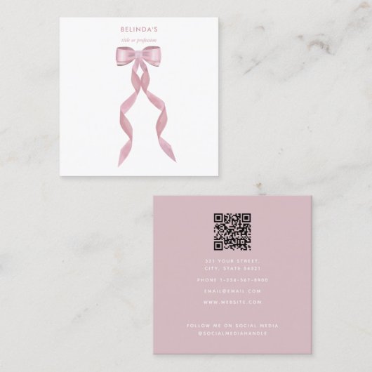 Extravagante Aquarellfarbe Rosa Bauch QR-Code Sozi Quadratische Visitenkarte (Vorne/Hinten)