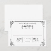 Extravagante Art Deco Black & White Wedding RSVP C Karte (Vorne/Hinten)