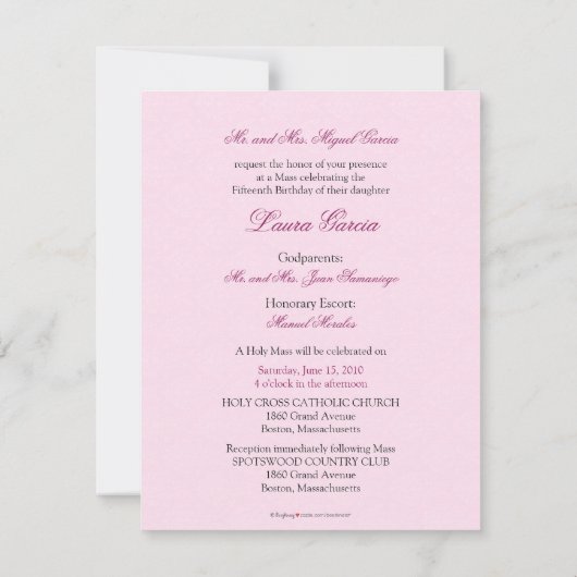 Extravagante Ball Gown Quinceanera Einladung (lila (Rückseite)