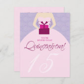 Extravagante Ball Gown Quinceanera Einladung (lila (Vorne/Hinten)