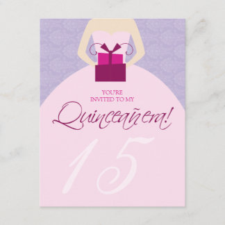 Extravagante Ball Gown Quinceanera Einladung (lila