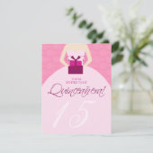 Extravagante Ball Gown Quinceanera Einladung (Rosa (Stehend Vorderseite)