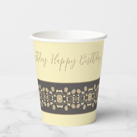 Extravagante Beige und Creme Pappbecher (Rückseite)