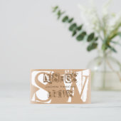 Extravagante Beige und Weiß-Chic mit Initials Stil Visitenkarte (Stehend Vorderseite)